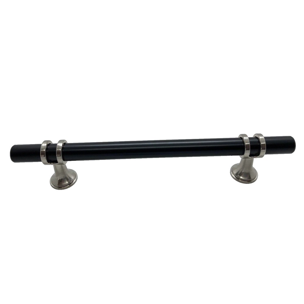 8 Black Bar with Silver Cabinet Drawer Handle Pulls Cupboard Hardware 7" Kitchen